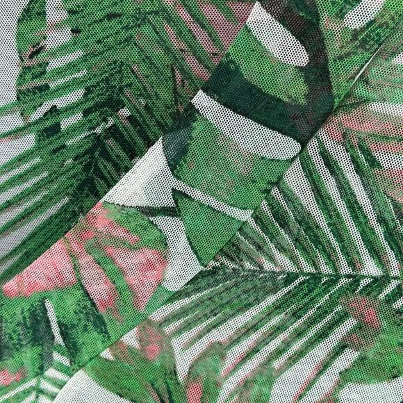 SANTE GRACE VETEMENTS Green Pink Tropical Sheer Mesh Knit Oversized Kaftan - Picture 5 of 7